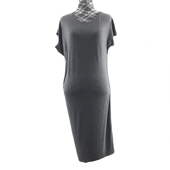 Athleta Dresses & Skirts - Athleta Gray‎ Draped Crew T Shirt Jersey Dress Womens XXS Short Sleeve